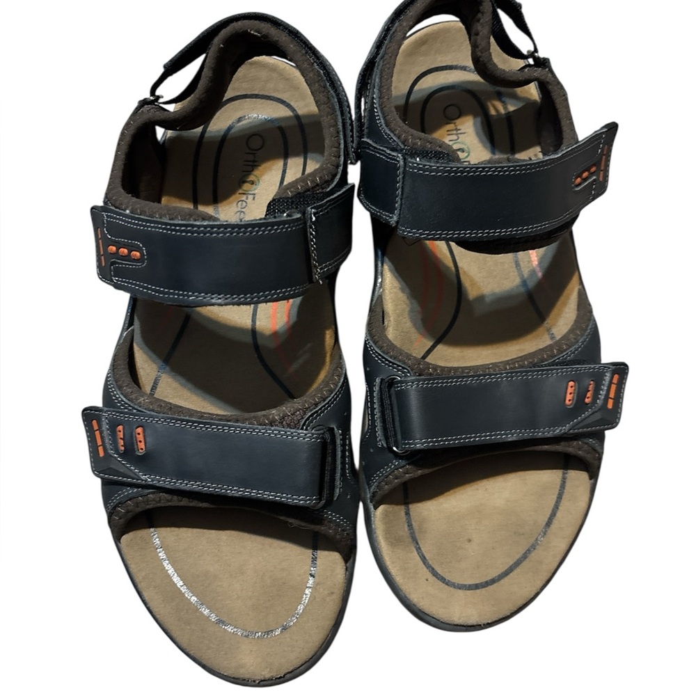 Orthofeet Men's Black and Tan Sandals